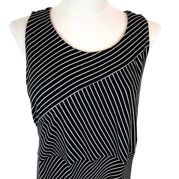 Athleta Santorini mixed stripe sleeveless modal dress 2XL stretch A-line - Picture 2 of 10